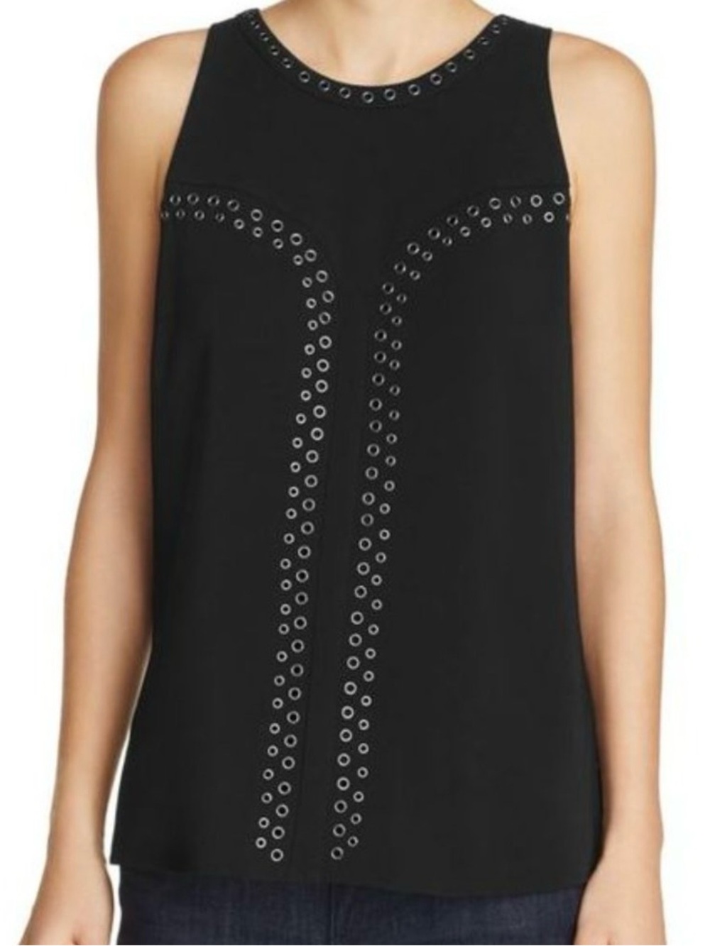 Ramy Brook Black Tia Grommet Sleeveless Top